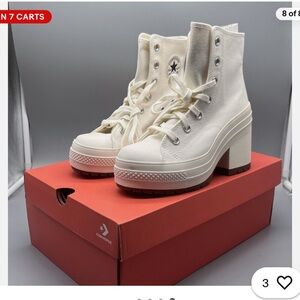 Converse Cream Lace-Up Platform High-Top Boots